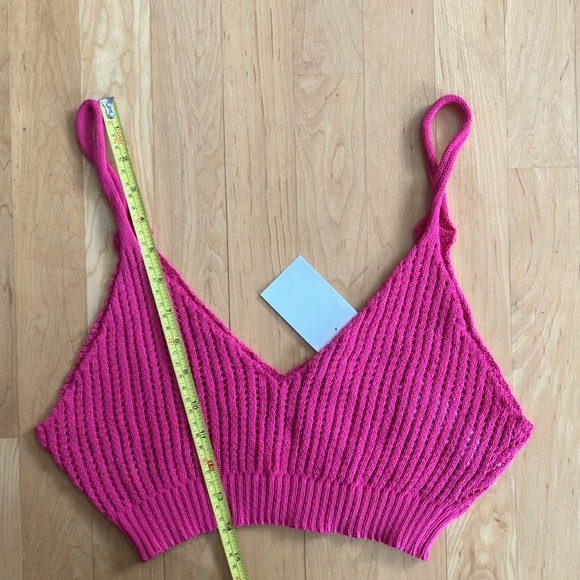 NEW Zara crochet knit crop top cotton pink Medium M - Picture 4 of 10